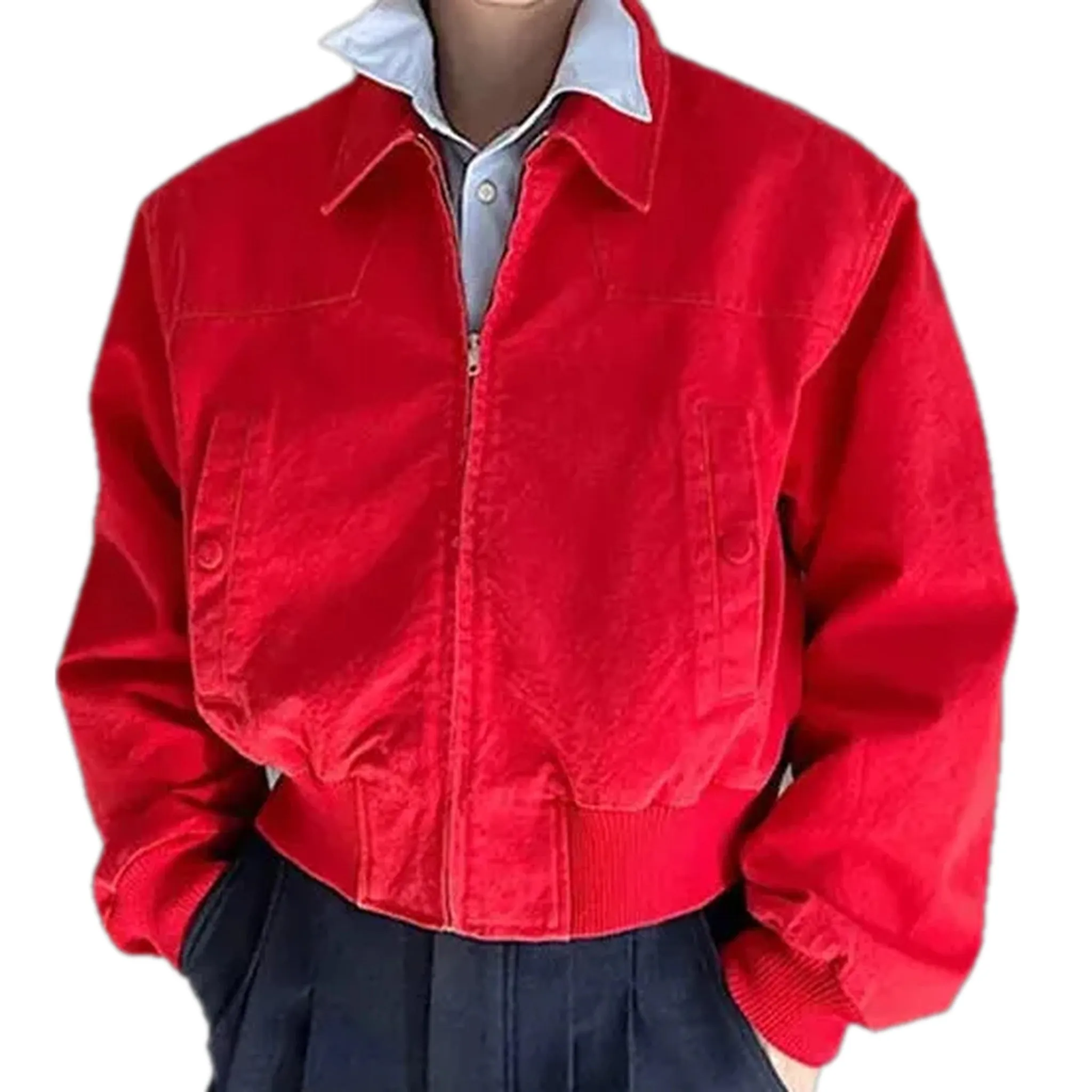 Fashionable extra-large men's jeans bomber jacket