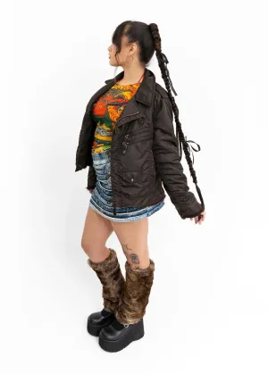 Faux fur lined bomber jacket