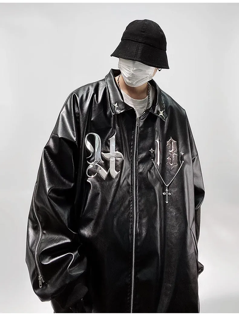 Faux Leather Bomber Jacket