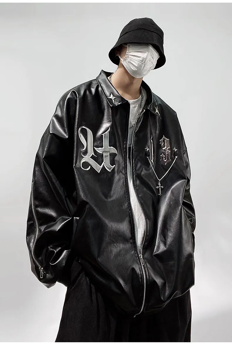 Faux Leather Bomber Jacket