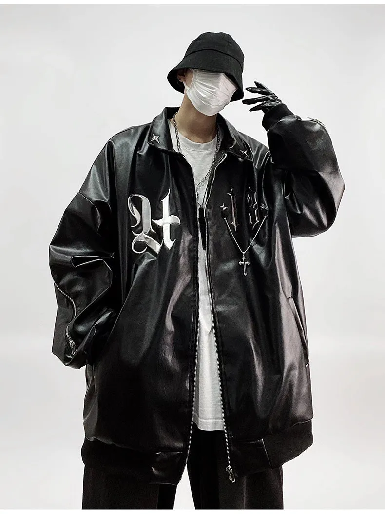 Faux Leather Bomber Jacket