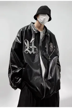 Faux Leather Bomber Jacket
