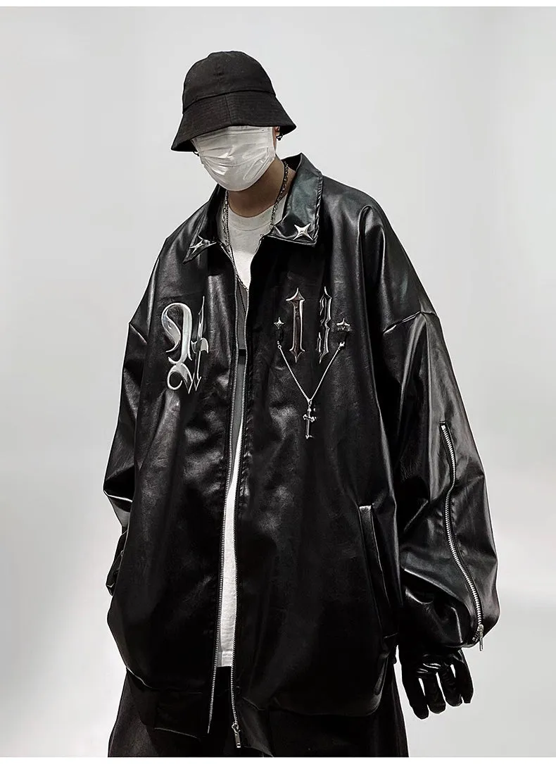 Faux Leather Bomber Jacket
