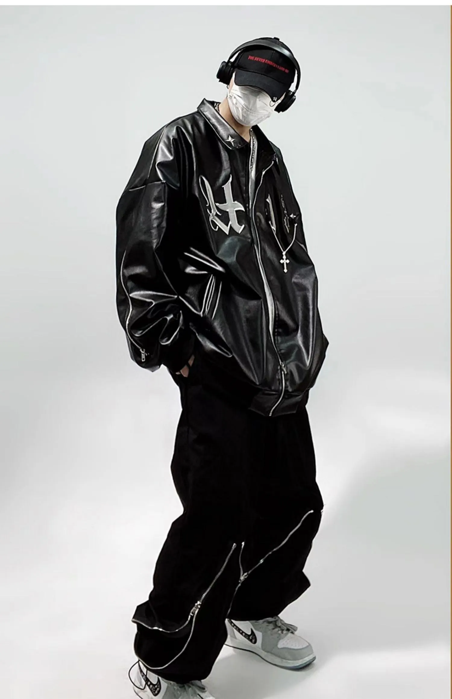 Faux Leather Bomber Jacket