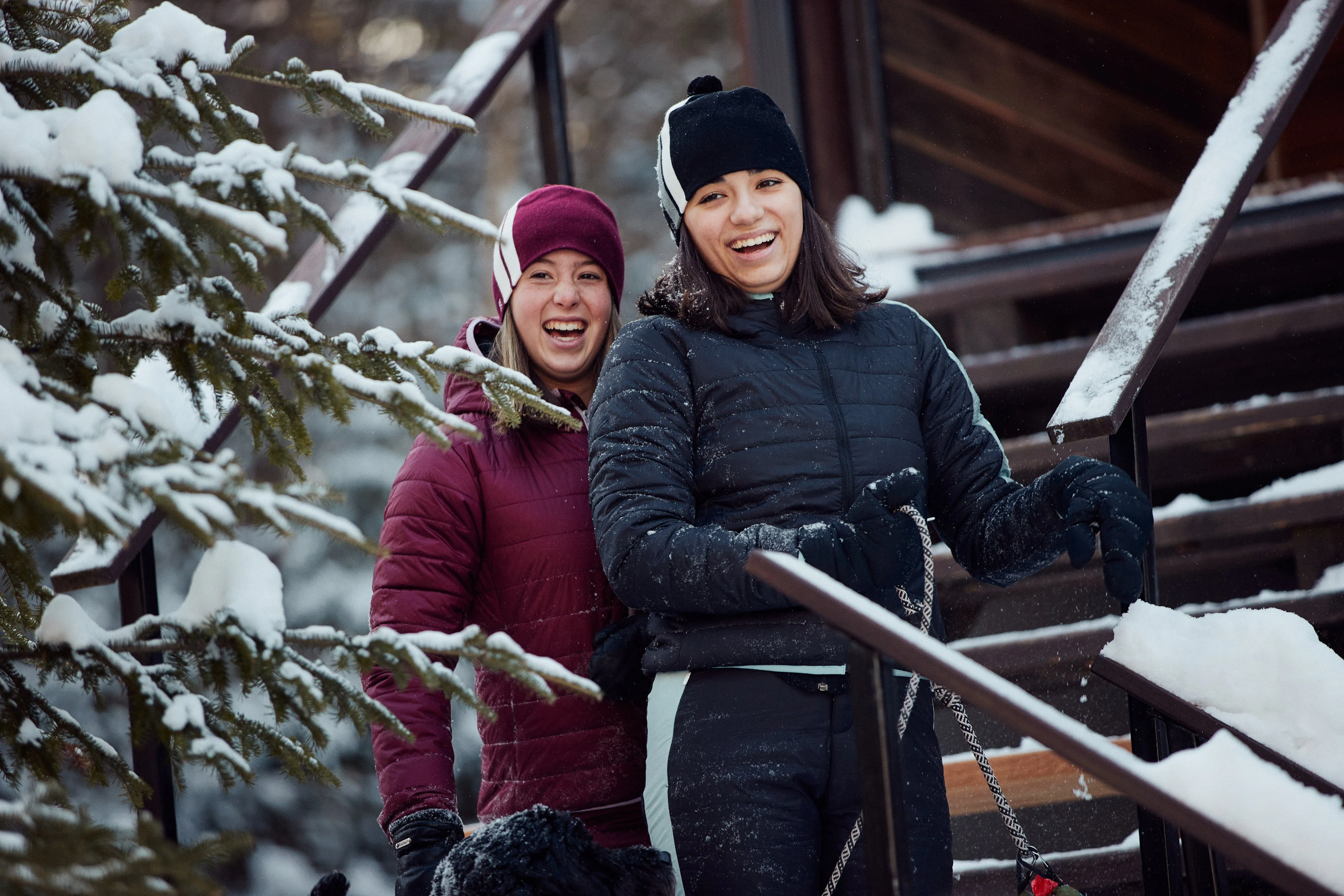 (FINAL SALE) - women's puffer jacket with hood - warm winter outerwear