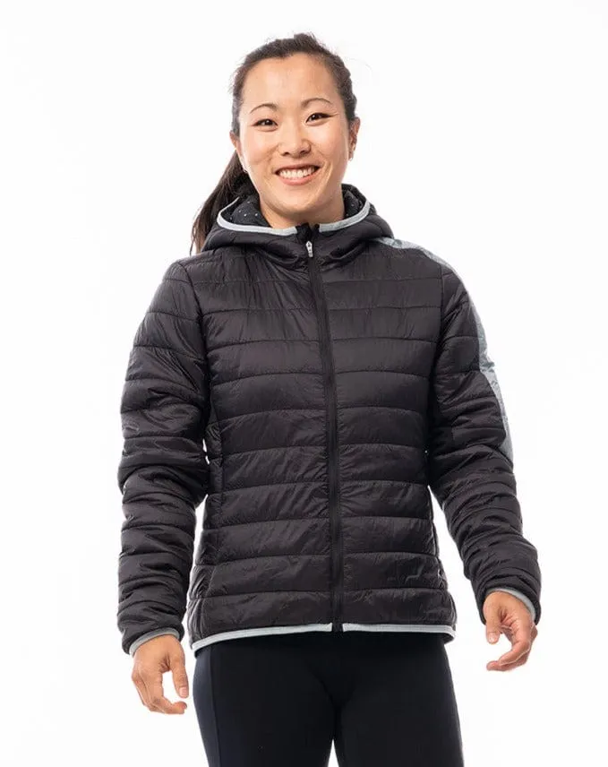 (FINAL SALE) - women's puffer jacket with hood - warm winter outerwear