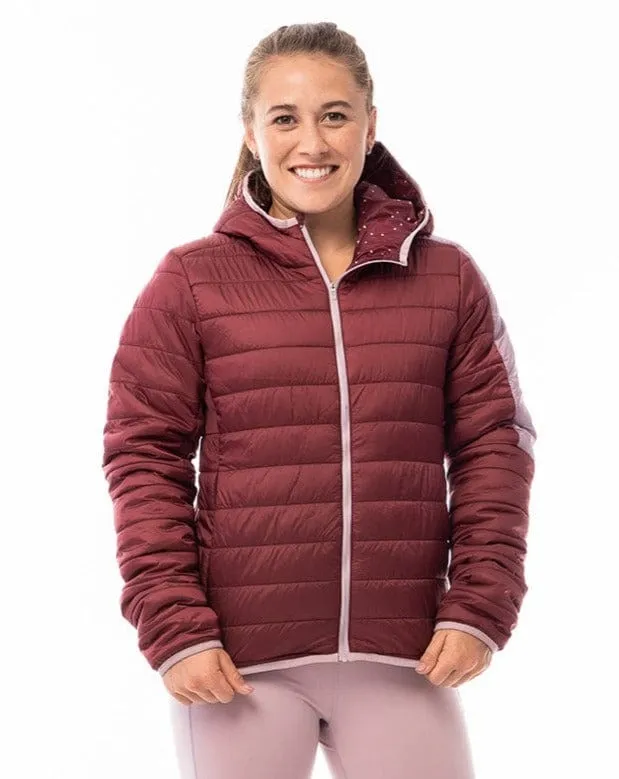 (FINAL SALE) - women's puffer jacket with hood - warm winter outerwear