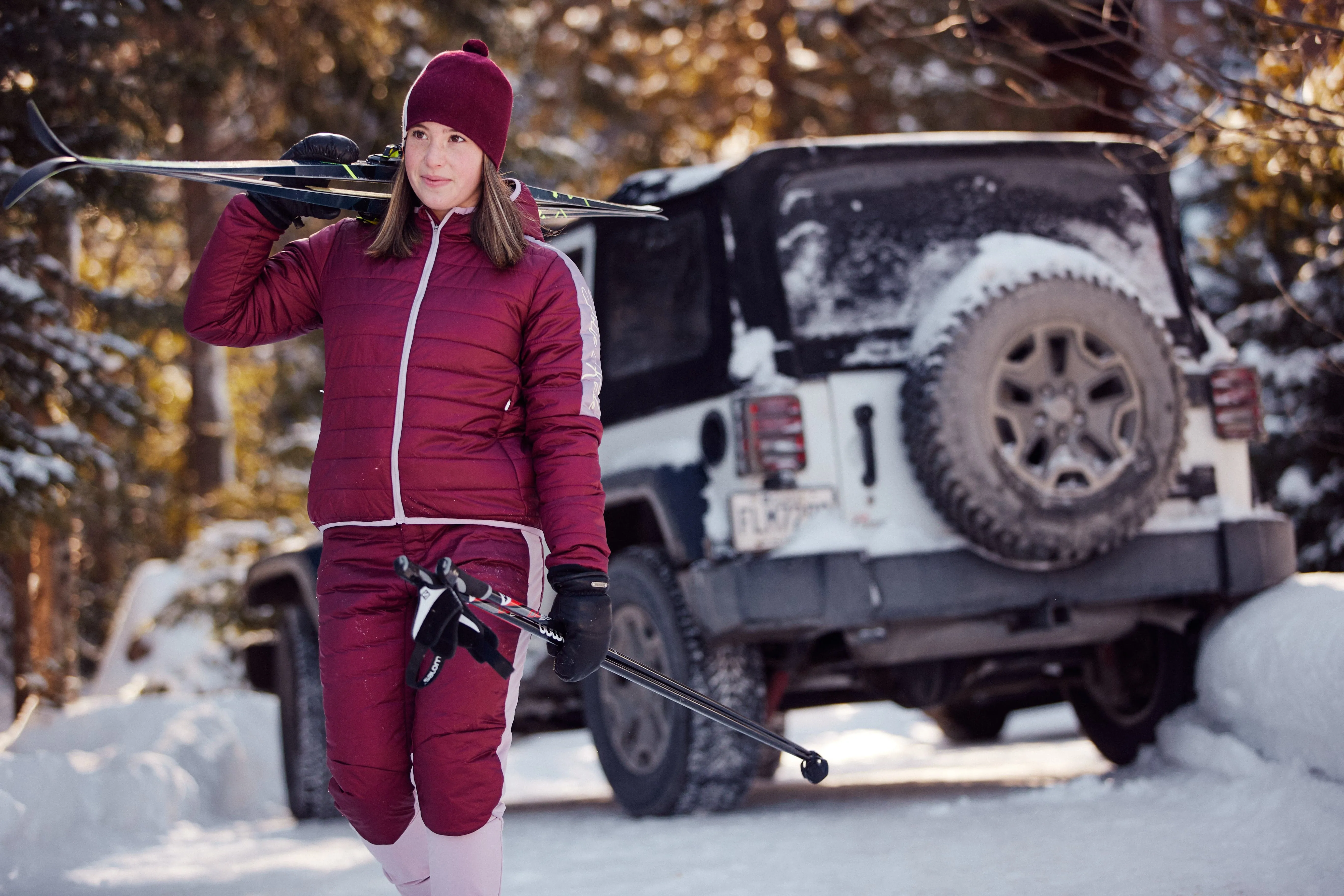 (FINAL SALE) - women's puffer jacket with hood - warm winter outerwear