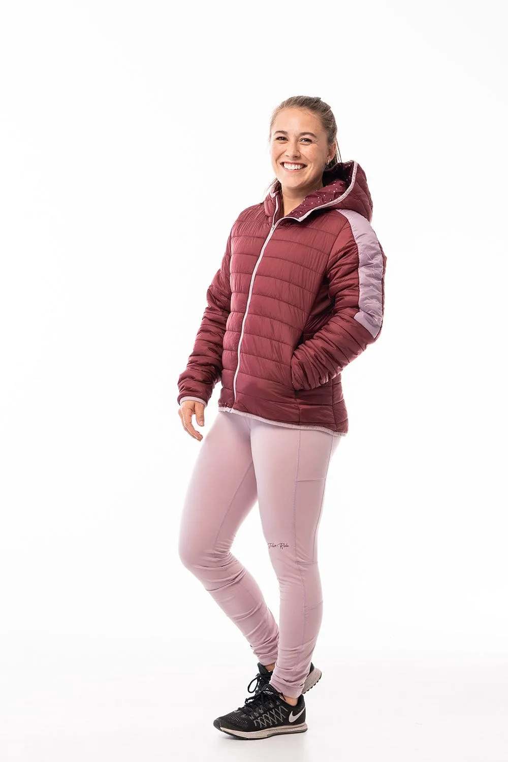 (FINAL SALE) - women's puffer jacket with hood - warm winter outerwear