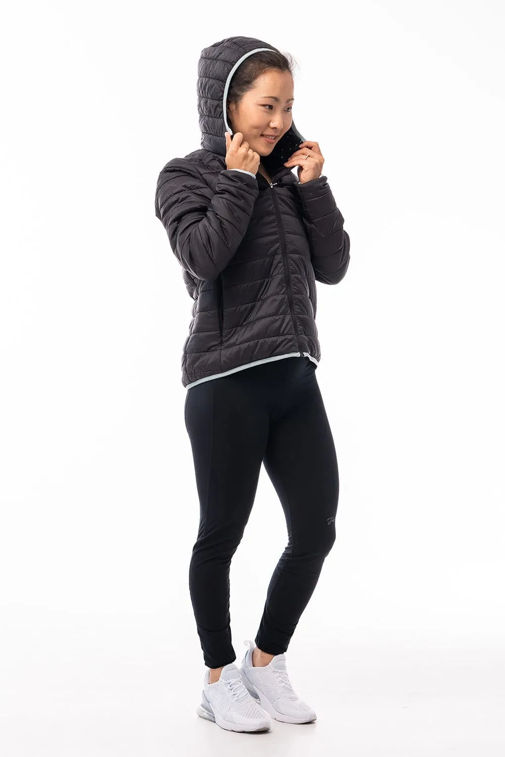 (FINAL SALE) - women's puffer jacket with hood - warm winter outerwear