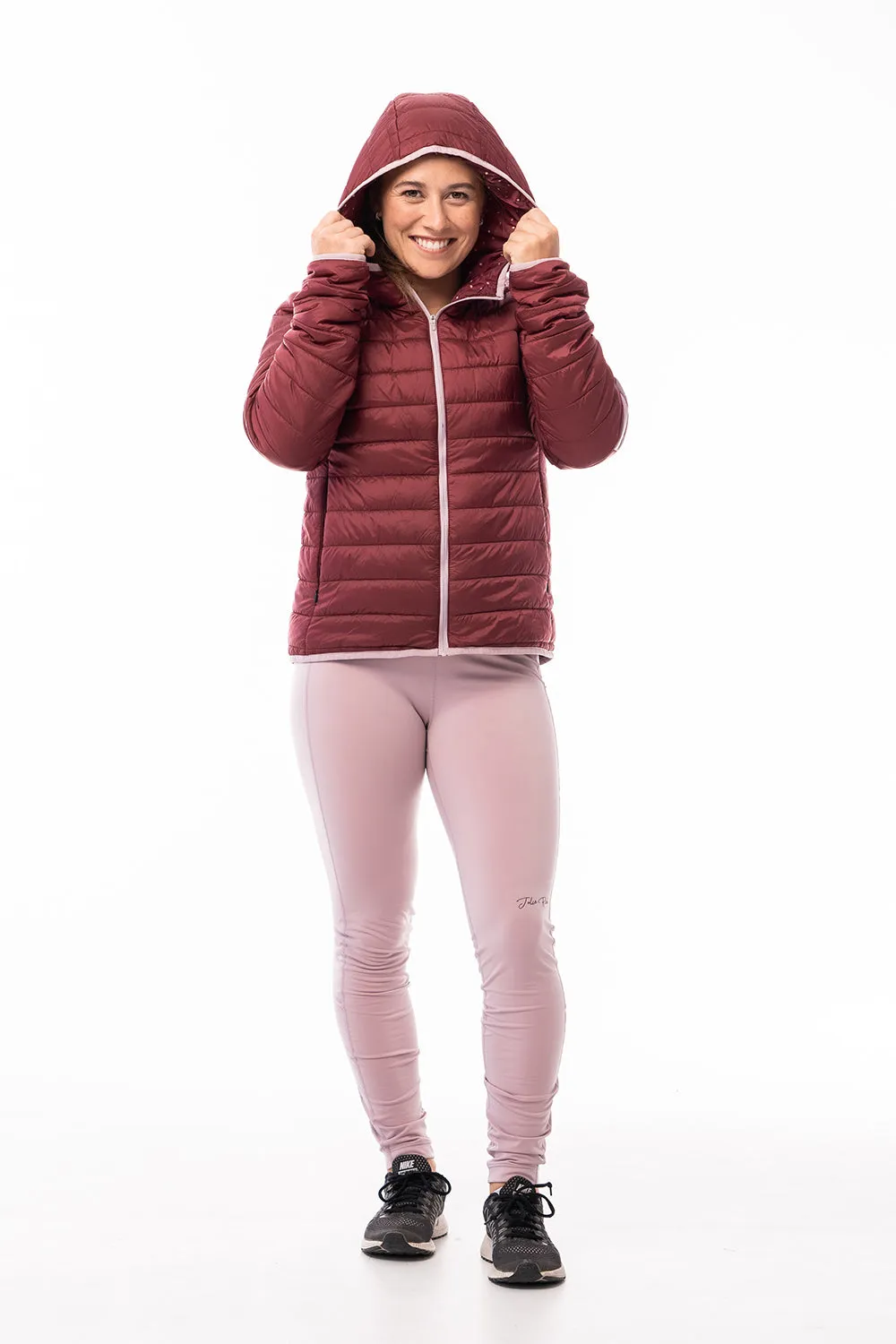 (FINAL SALE) - women's puffer jacket with hood - warm winter outerwear