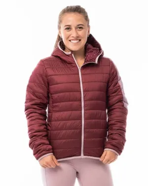 (FINAL SALE) - women's puffer jacket with hood - warm winter outerwear