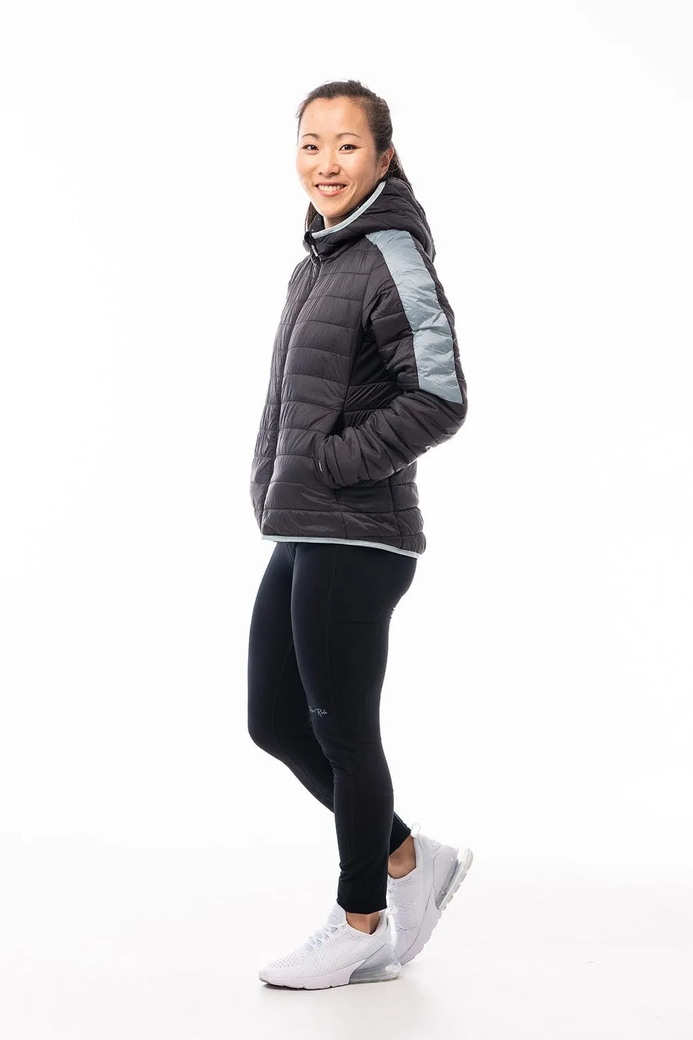 (FINAL SALE) - women's puffer jacket with hood - warm winter outerwear