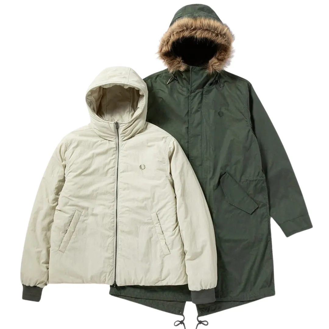 Fred Perry J6504 638 Field Green 2 In 1 Zip In Liner Parka