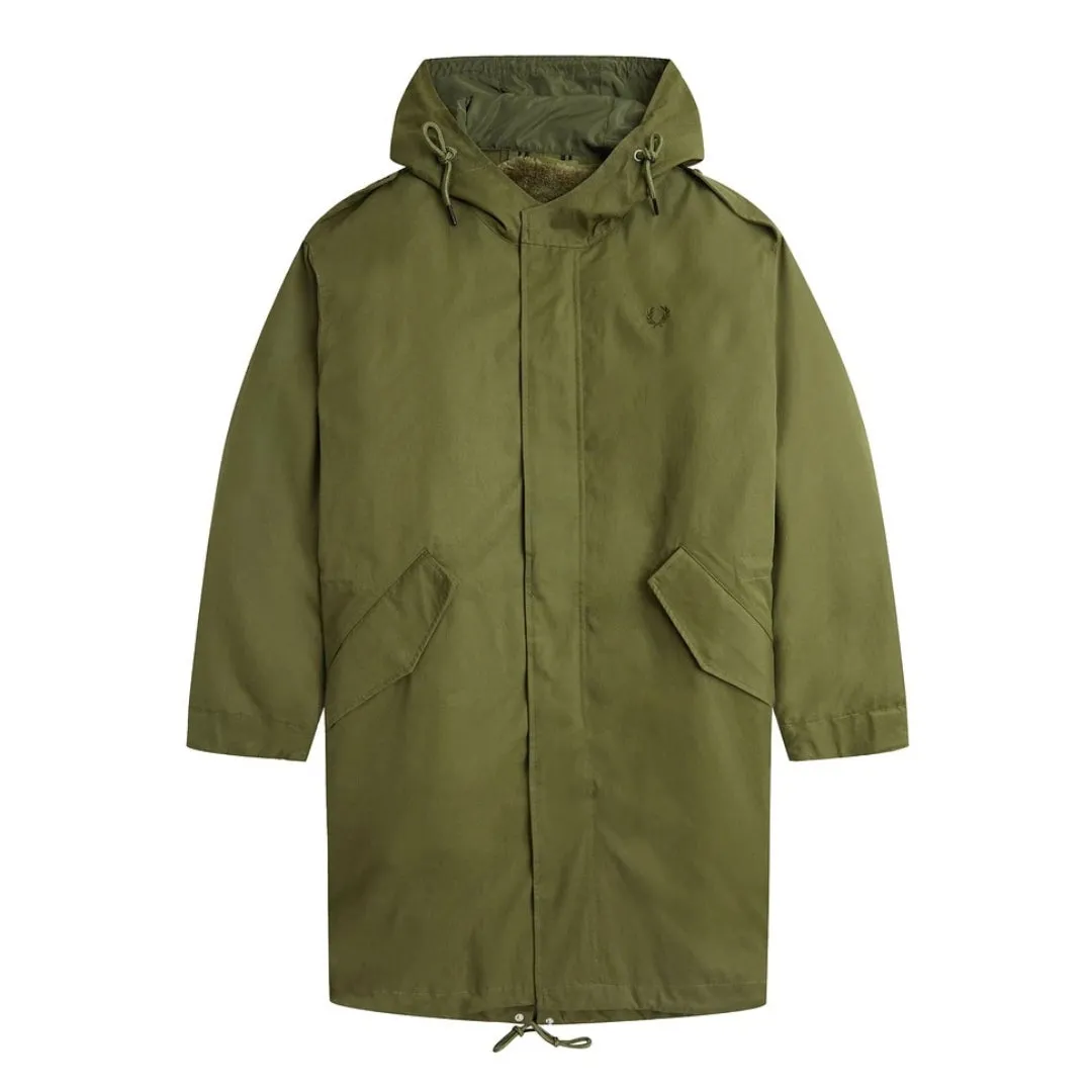 Fred Perry J6525 Q50 Parka Green Fur Lined Parka