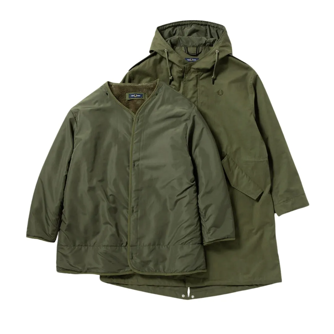 Fred Perry J6525 Q50 Parka Green Fur Lined Parka