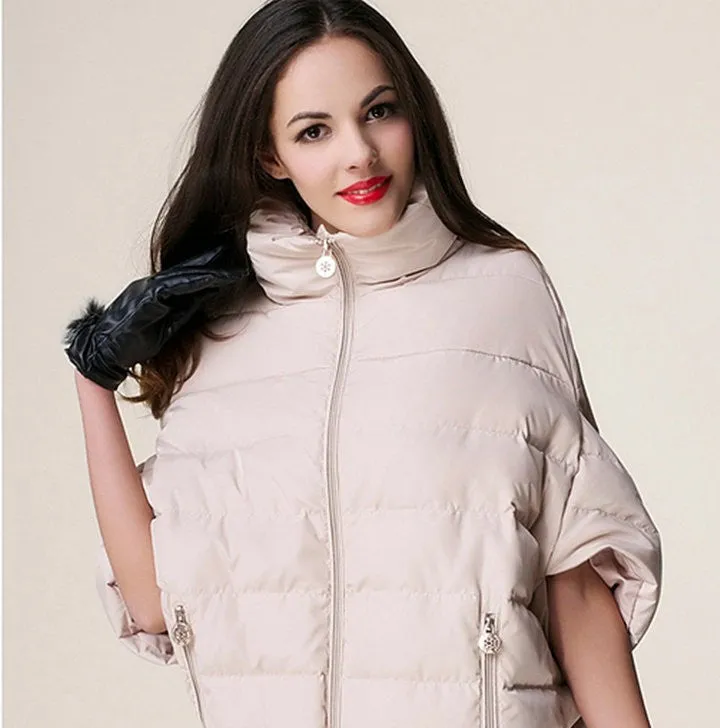 full ladies fashion down coat winter jacket outerwear Bat sleeve thick women jackets parka overcoat women cotton-padded