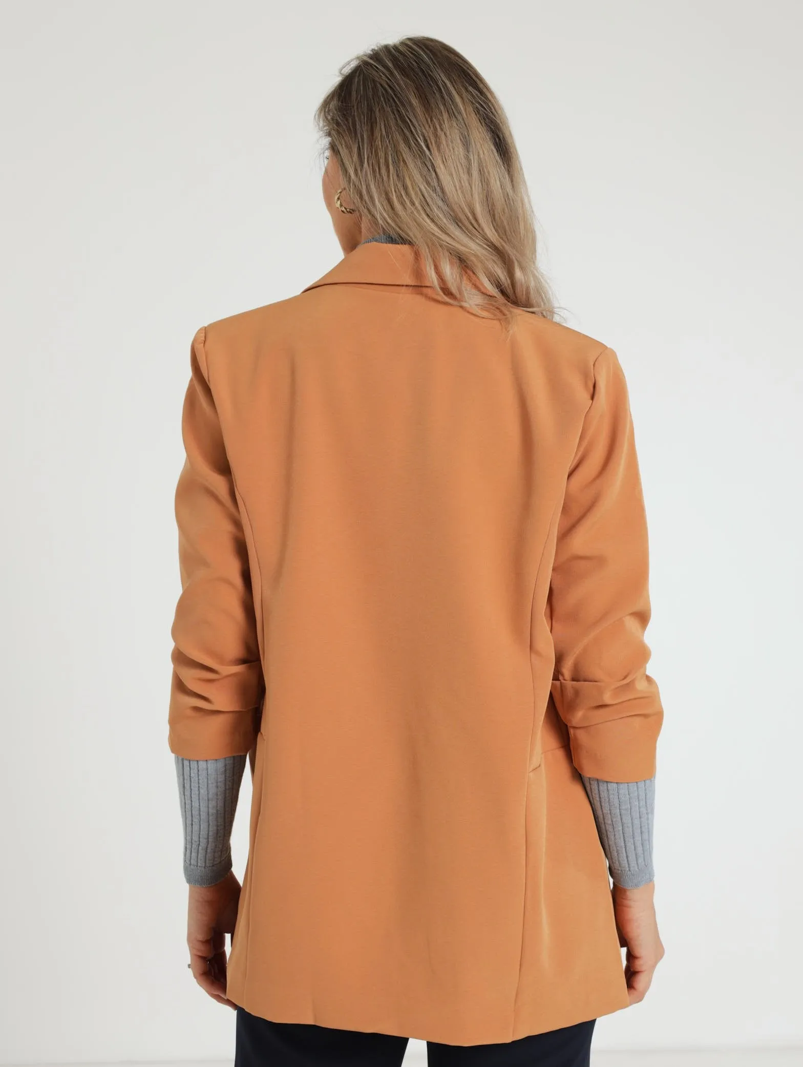 Gauged Sleeve Blazer - Sand
