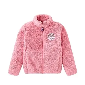 Girls Coat Keep Warm Thicken Kids Jacket Hooded Zipper Fur Collar Princess Outerwear Children's Clothing