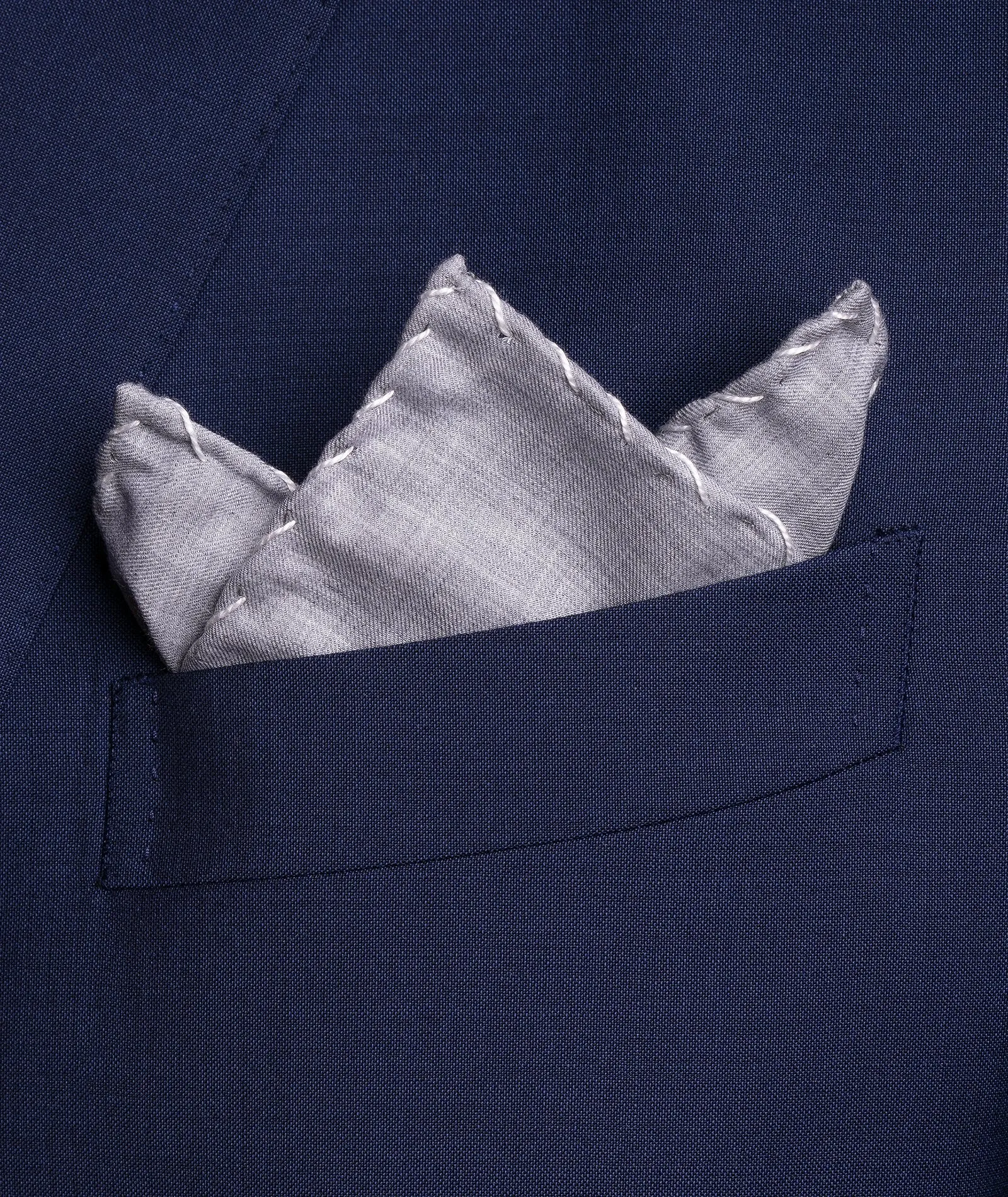 Gray with White edge in Cotton Pocket Square