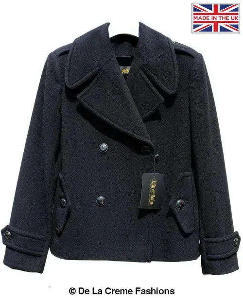 Harris Tweed Pea Coat - Wool Cashmere Blend | Femstylo