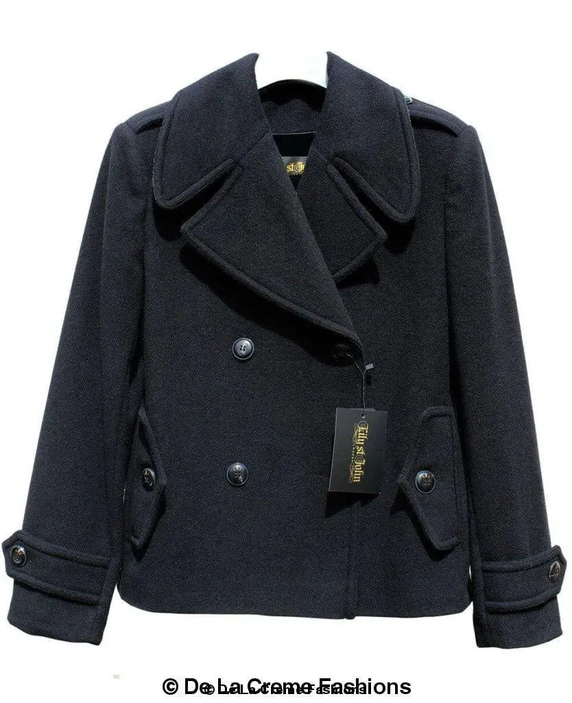 Harris Tweed Pea Coat - Wool Cashmere Blend | Femstylo