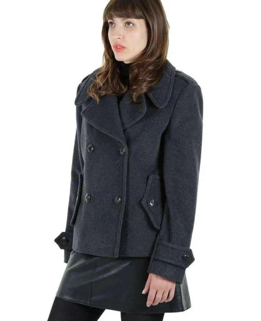 Harris Tweed Pea Coat - Wool Cashmere Blend | Femstylo