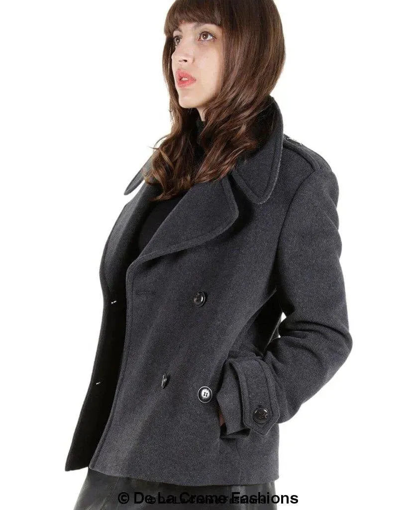 Harris Tweed Pea Coat - Wool Cashmere Blend | Femstylo