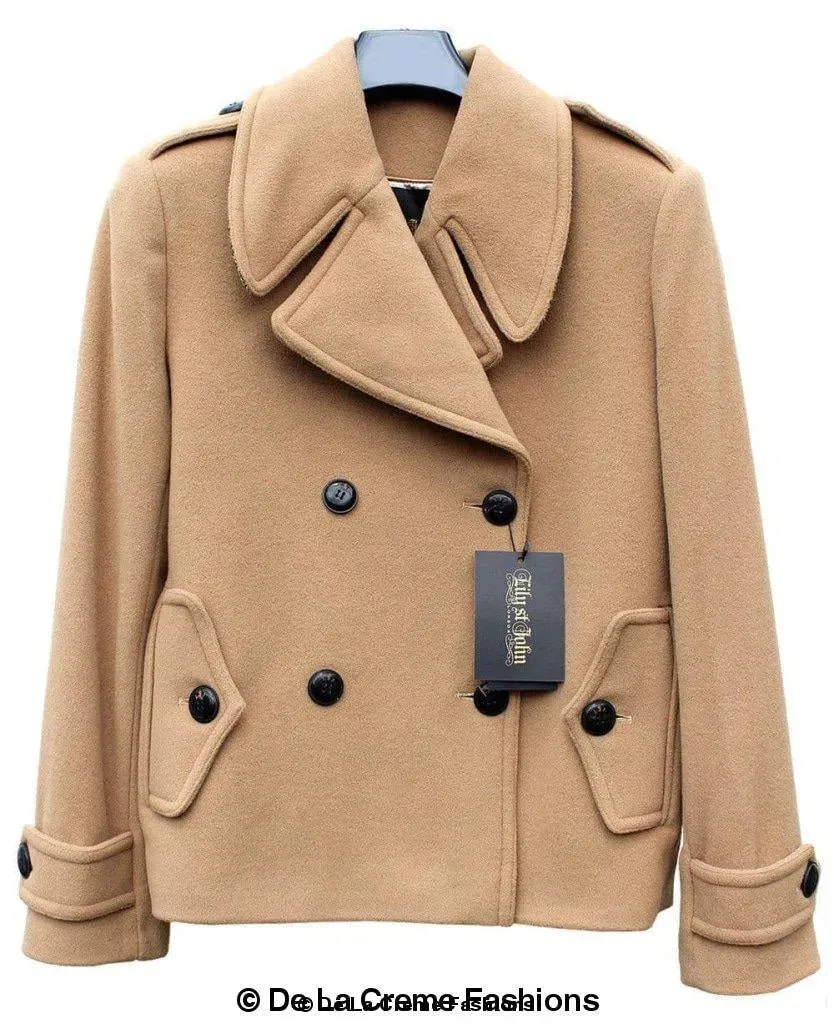 Harris Tweed Pea Coat - Wool Cashmere Blend | Femstylo