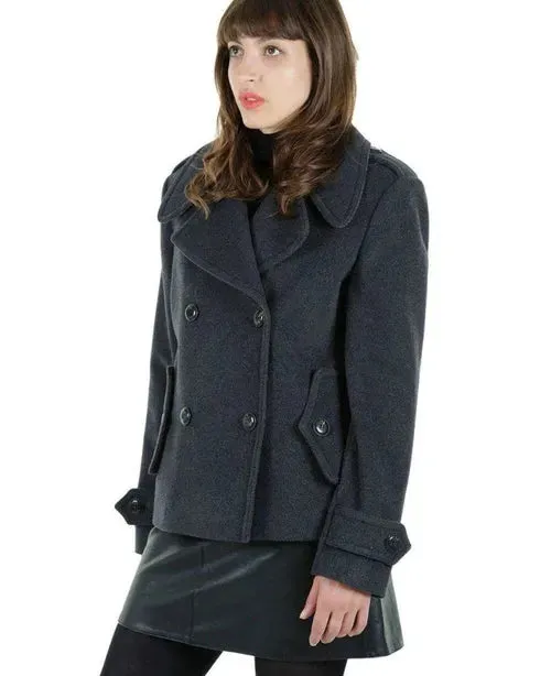 Harris Tweed Pea Coat - Wool Cashmere Blend | Femstylo