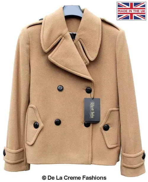 Harris Tweed Pea Coat - Wool Cashmere Blend | Femstylo