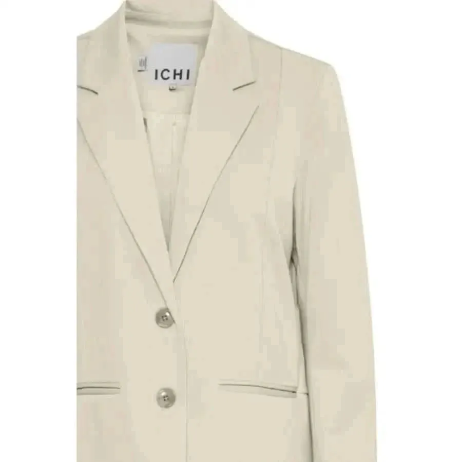 Ichi Women Beige Blazer with Lapel Collar