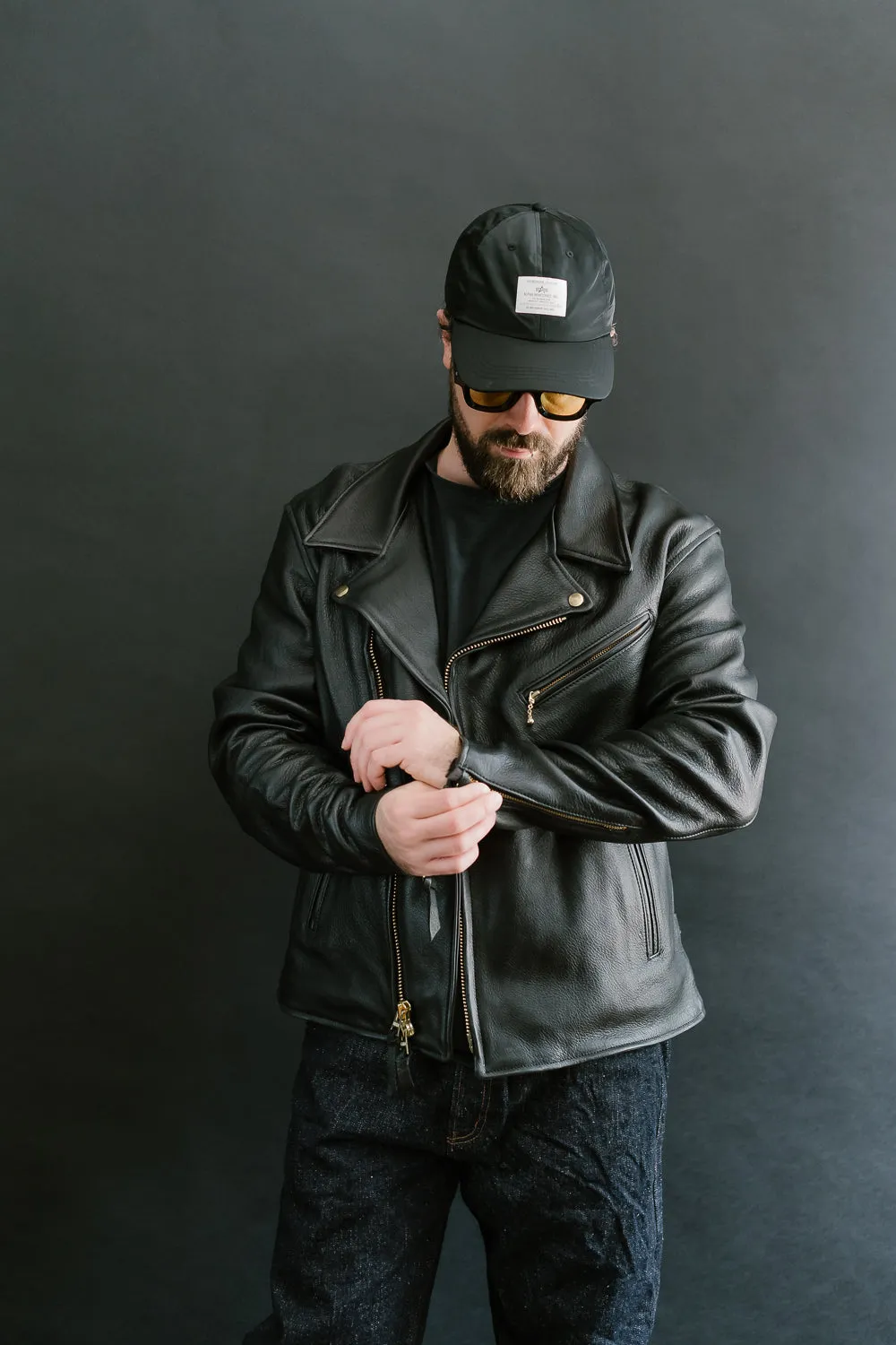IHSB-PAC-BLK - Iron Heart X Simmons Bilt Deerskin Pacific Rider's Jacket - Black
