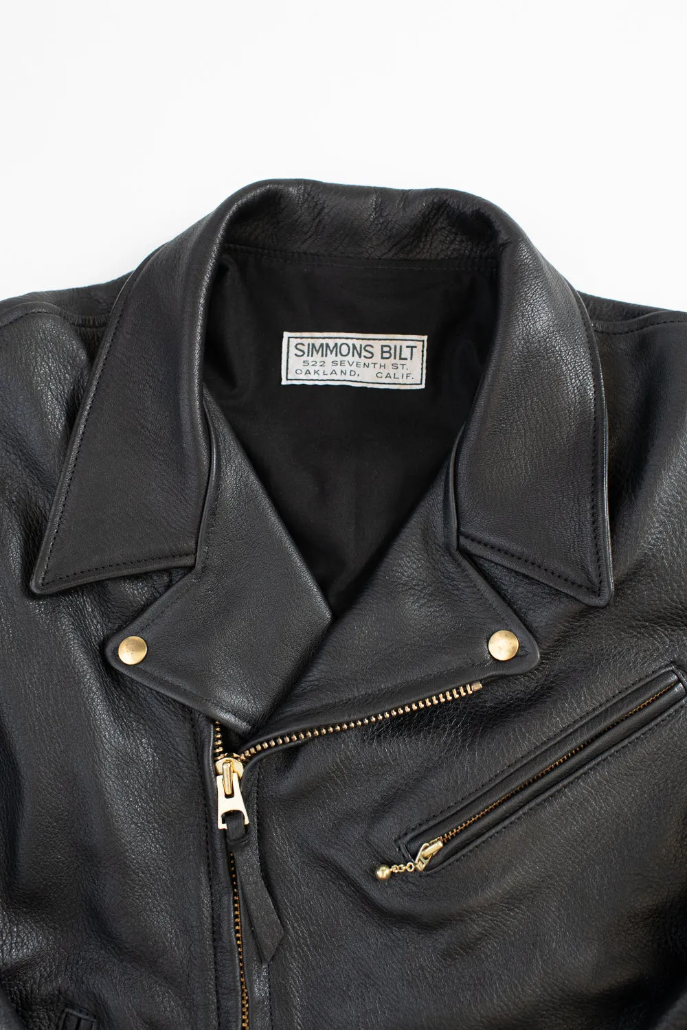 IHSB-PAC-BLK - Iron Heart X Simmons Bilt Deerskin Pacific Rider's Jacket - Black