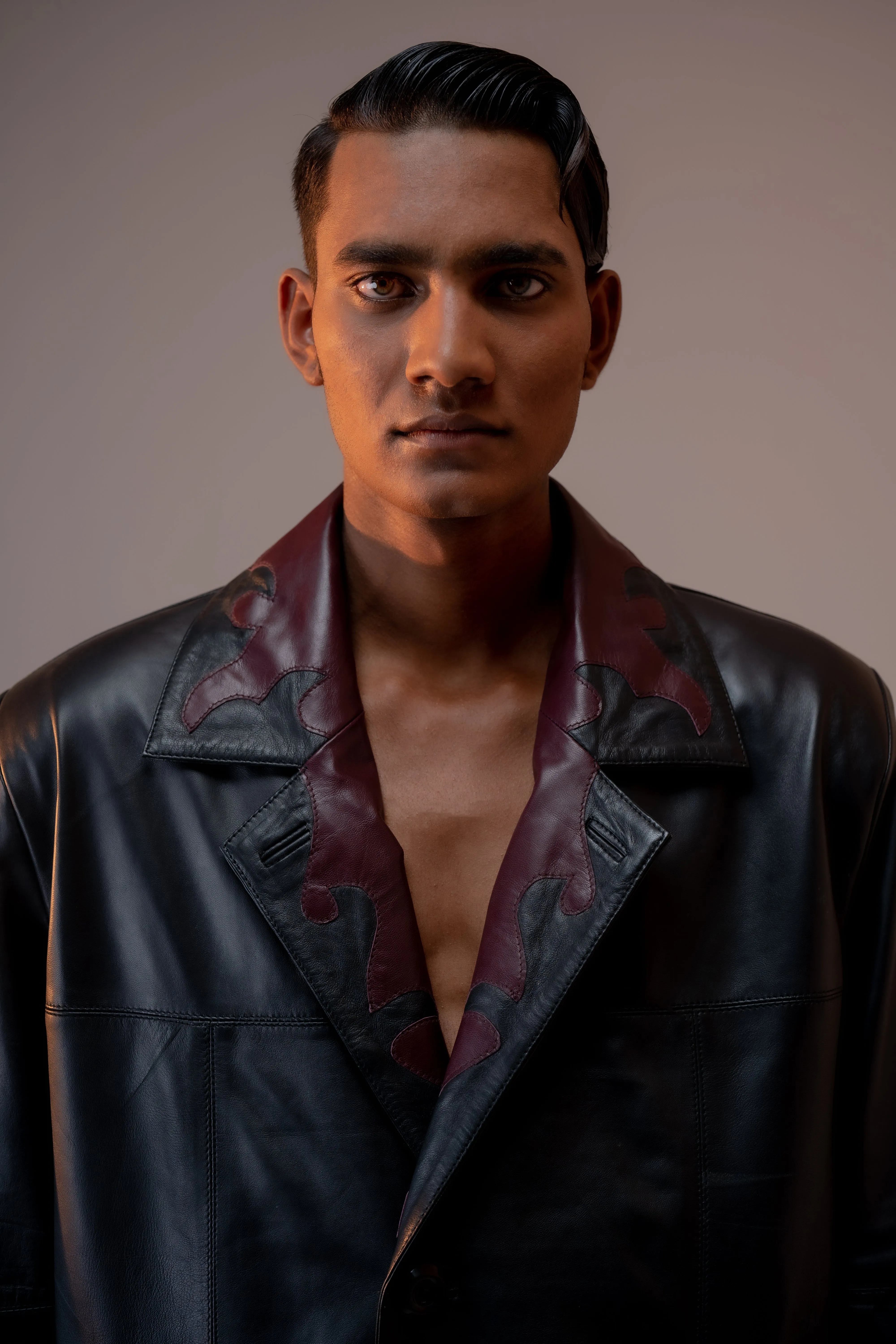 INFERNO ELEGANCE LEATHER COAT
