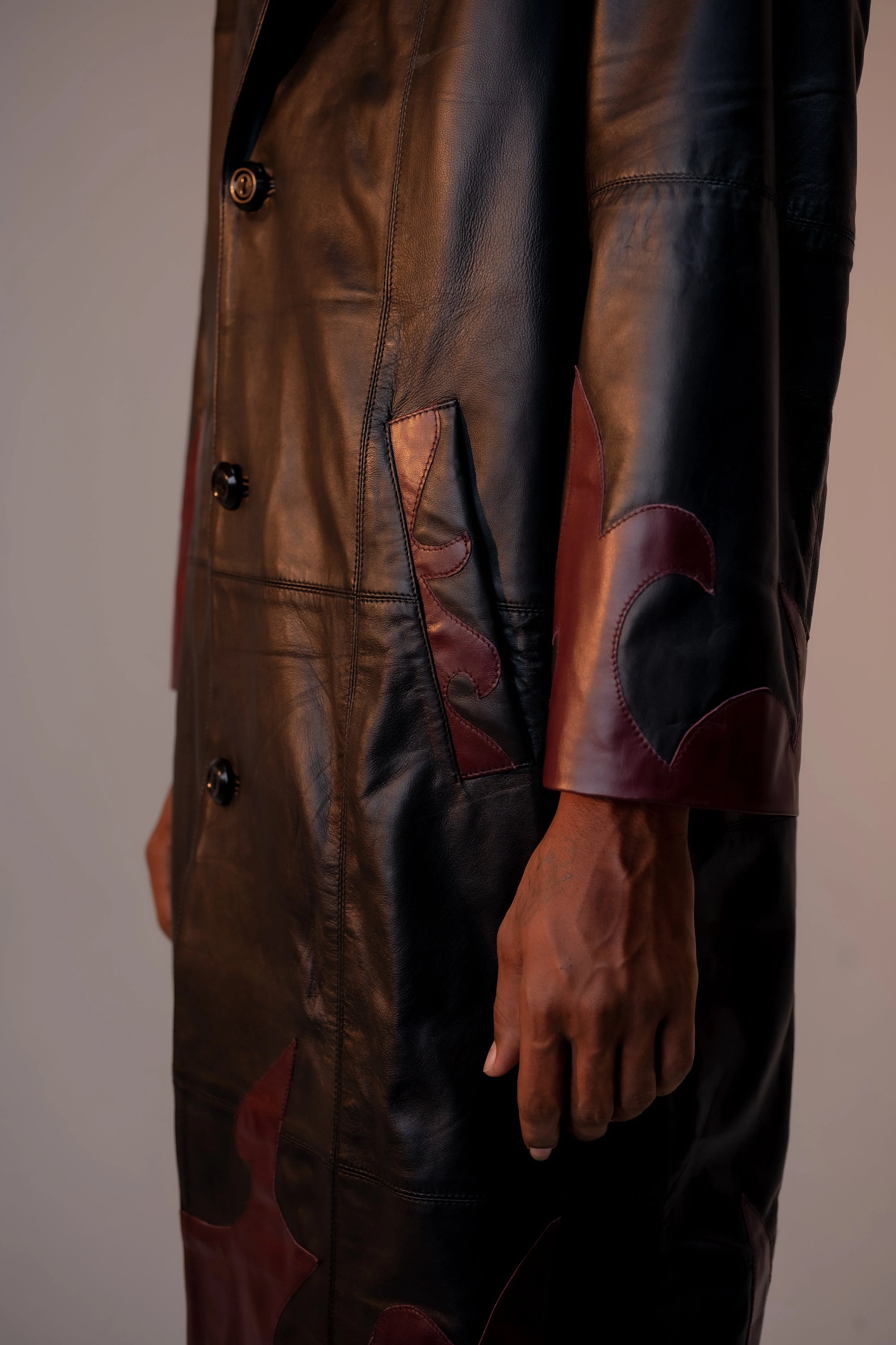 INFERNO ELEGANCE LEATHER COAT