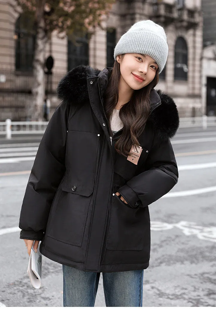Insulated Hooded Parka for Women with Drawstring Waist