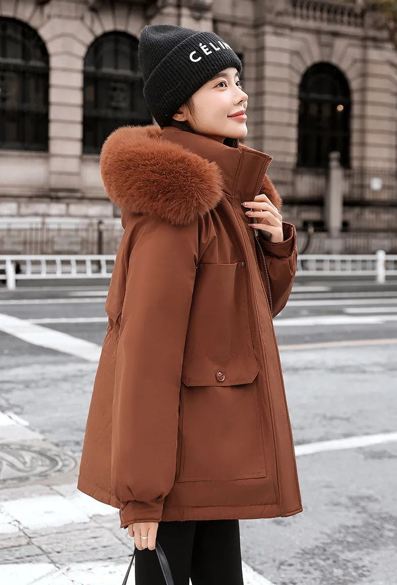 Insulated Hooded Parka for Women with Drawstring Waist