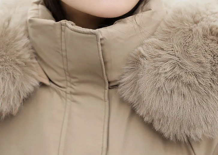 Insulated Hooded Parka for Women with Drawstring Waist