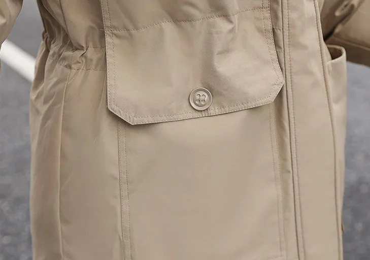 Insulated Hooded Parka for Women with Drawstring Waist