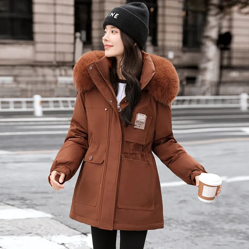 Insulated Hooded Parka for Women with Drawstring Waist