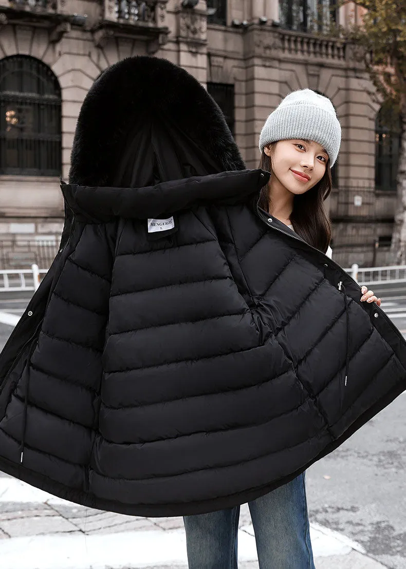 Insulated Hooded Parka for Women with Drawstring Waist
