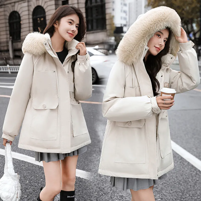 Insulated Hooded Parka for Women with Drawstring Waist