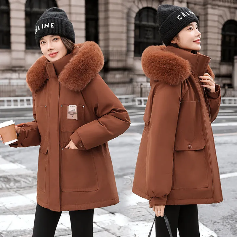 Insulated Hooded Parka for Women with Drawstring Waist