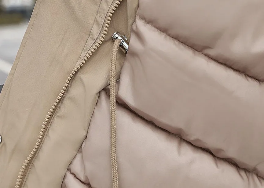 Insulated Hooded Parka for Women with Drawstring Waist