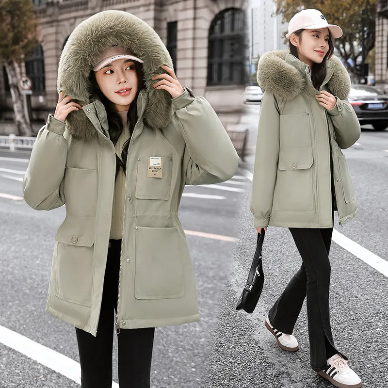 Insulated Hooded Parka for Women with Drawstring Waist