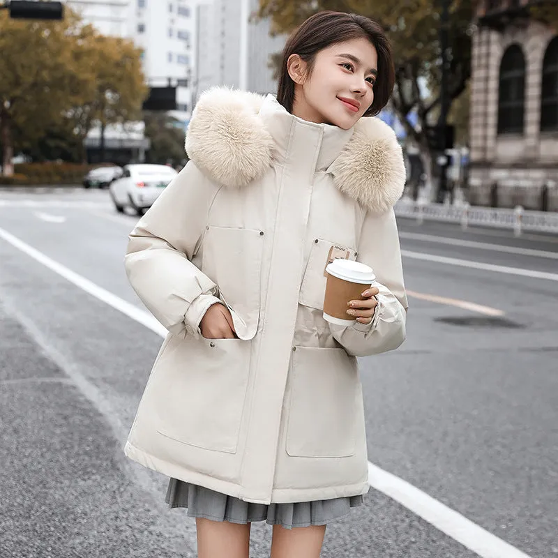 Insulated Hooded Parka for Women with Drawstring Waist