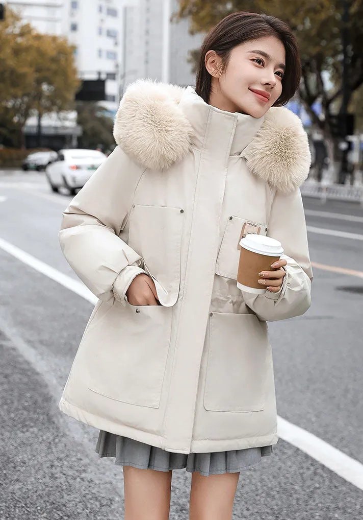 Insulated Hooded Parka for Women with Drawstring Waist