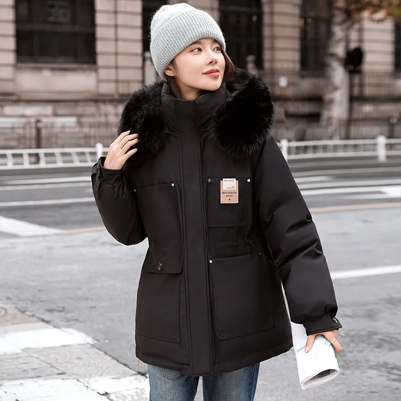 Insulated Hooded Parka for Women with Drawstring Waist