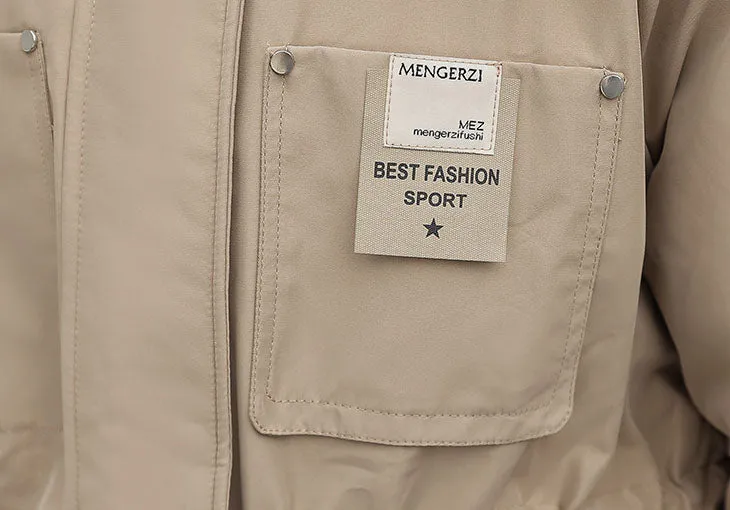 Insulated Hooded Parka for Women with Drawstring Waist